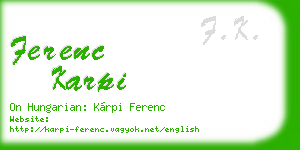 ferenc karpi business card