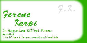 ferenc karpi business card